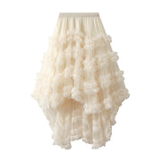 Elastic Waist Fairy Mesh Skirt Puffy Irregular Ruffled Tiered Dress - Angel's Dream