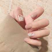 Light khaki smudge false nails - Angel's Dream