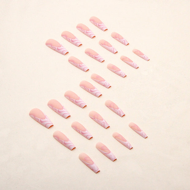 Heart Stripe Fake Nails - Angel's Dream