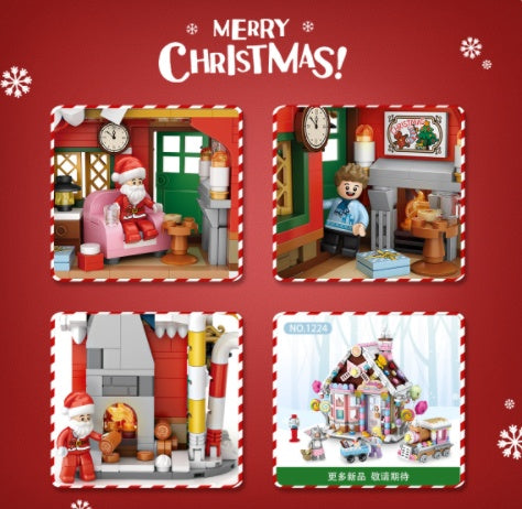 Christmas House Building Blocks Gifts Children'S Toys Puzzle Assembling Creative Ornaments