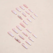 Long Ballet Gradient White Colorful Glitter Tender Girl Fake Nails Wearable - Angel's Dream