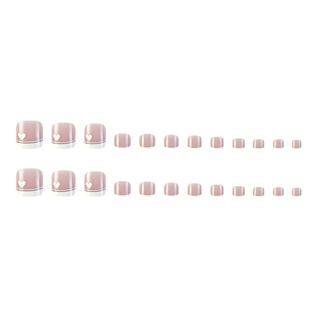 24PCs Fake Nails French Square Nude Natural - Angel's Dream