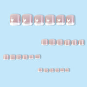 24PCs Fake Nails French Square Nude Natural - Angel's Dream