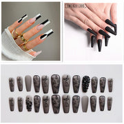 Phantom Dark Butterfly Fake Nails Long T Finished Black Frosted Removable Wear Armor - Angel's Dream