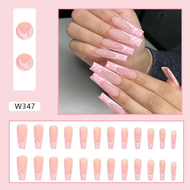 Heart Stripe Fake Nails - Angel's Dream