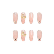 Japanese-style Armor Long Broken Diamond Streamer Fake Nails - Angel's Dream