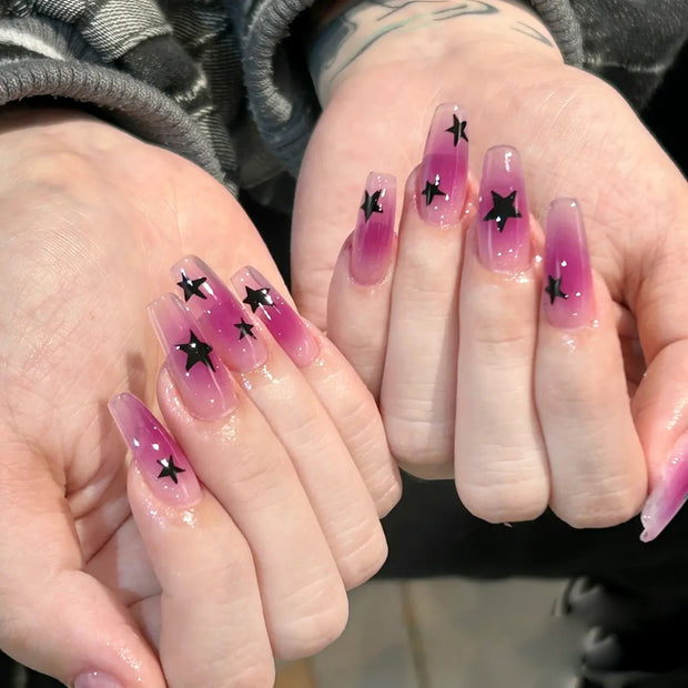 Wear Nail Sweet Cool Ice Transparent Purple Fake Nails Black - Angel's Dream