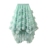 Elastic Waist Fairy Mesh Skirt Puffy Irregular Ruffled Tiered Dress - Angel's Dream