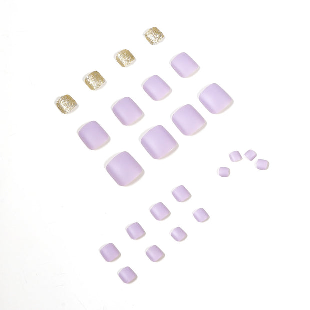 Summer Taro Purple Glitter Toenail Wear Finished Nail Beauty Feet Fake Nails Removable Nail Tip - Angel's Dream