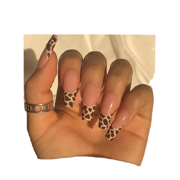 Press On Nails Leopard Print Long Ballet Fake Nail Nails - Angel's Dream