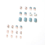 Haze Blue Classic Style Pearl Wear Finished Nail Beauty Fake Nails Nail Stickers - Angel's Dream