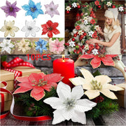 Artificial Flowers Glitter White Christmas Decor Wreath Tree Xmas Gifts