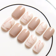 Light khaki smudge false nails - Angel's Dream