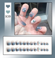 French Worn Removable Nails And Diamonds - Angel's Dream