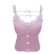 Lace Trim Pink Crop Top - Angel's Dream