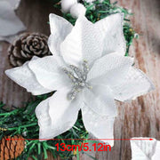 Artificial Flowers Glitter White Christmas Decor Wreath Tree Xmas Gifts