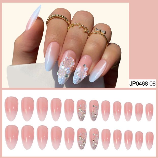 Spot Drill Preserved Flowers Fake Nails Tip Wear Manicure - Angel's Dream