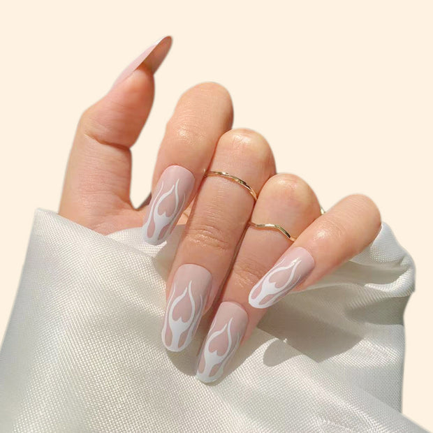 White Flame Soft Armor Wear Finished Nail Beauty Fake Nails Nail Stickers Nail Patch Removable Armor - Angel's Dream