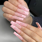 Heart Stripe Fake Nails - Angel's Dream