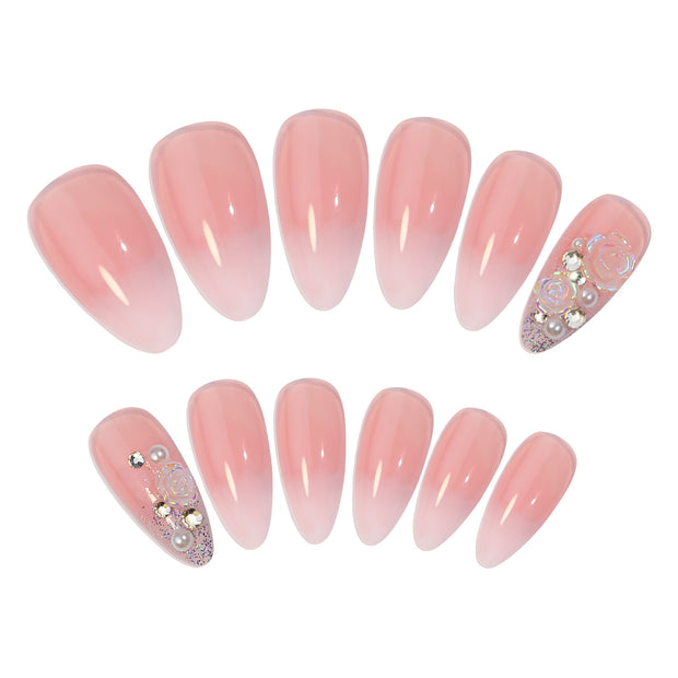 Spot Drill Preserved Flowers Fake Nails Tip Wear Manicure - Angel's Dream