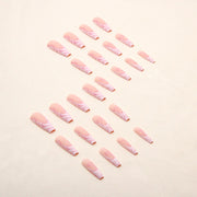 Heart Stripe Fake Nails - Angel's Dream