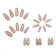 Japanese-style Armor Long Broken Diamond Streamer Fake Nails - Angel's Dream