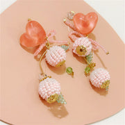 Women's Peach Pink Love Bow Tie Earrings - Angel's Dream