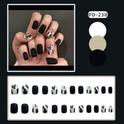 Wearing Black Frosted Shell Fake Nails - Angel's Dream