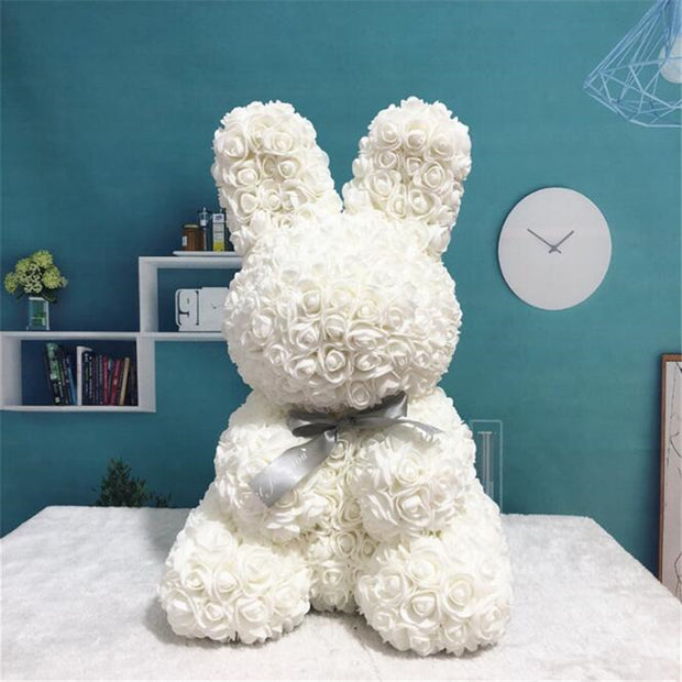 45cm Roses Bunny Valentines Day Eternal Flower Rabbit Romantic Wedding Engagement Ceremony Party Decoration Christmas Gifts