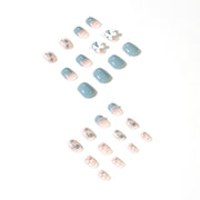 Haze Blue Classic Style Pearl Wear Finished Nail Beauty Fake Nails Nail Stickers - Angel's Dream