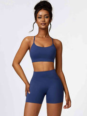 Sport Bra and Wide Waistband Shorts Set - Angel's Dream