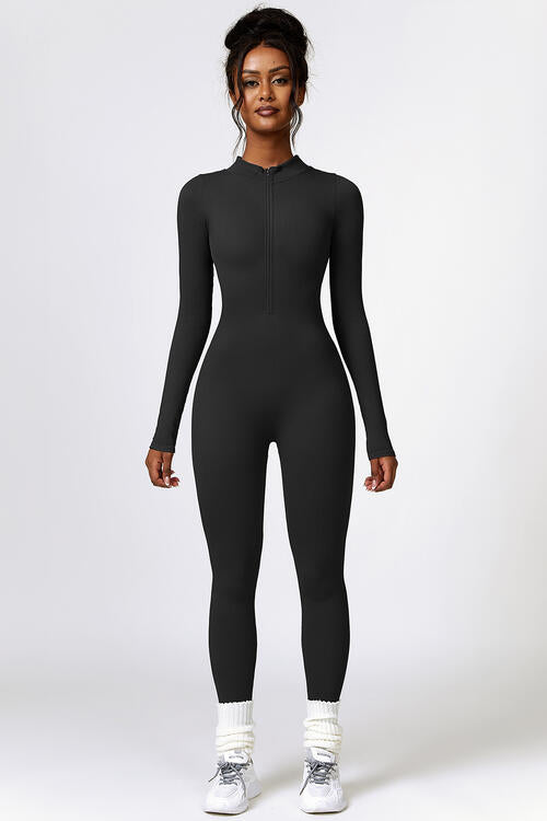 Half Zip Long Sleeve Active Jumpsuit - Angel's Dream