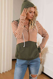 Striped Color Block Drawstring Hoodie - Angel's Dream