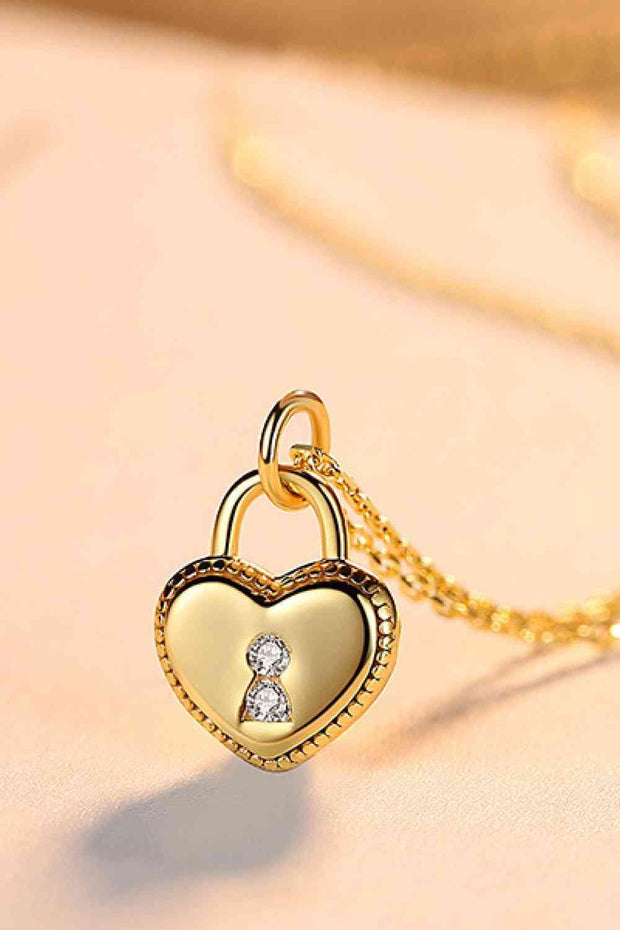 Heart Lock Pendant 925 Sterling Silver Necklace - Angel's Dream