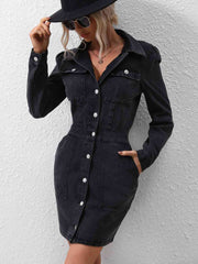 Button Down Denim Dress with Pockets - Angel's Dream