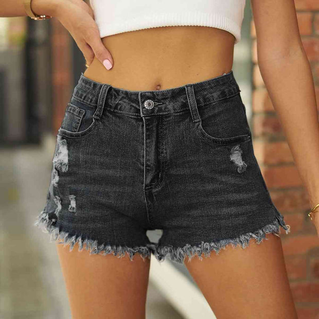 Raw Hem Distressed Denim Shorts - Angel's Dream