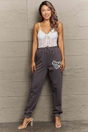 Simply Love Simply Love Full Size Drawstring Heart Graphic Long Sweatpants - Angel's Dream