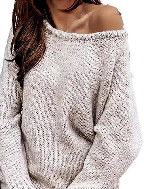 One Shoulder Long Sleeve Sweater - Angel's Dream