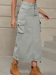 Drawstring Denim Skirt with Pockets - Angel's Dream