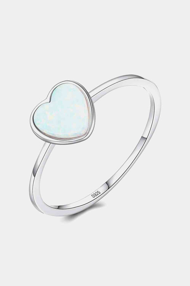 Opal Heart 925 Sterling Silver Ring - Angel's Dream