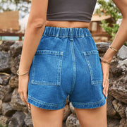 High-Waist Denim Shorts with Pockets - Angel's Dream