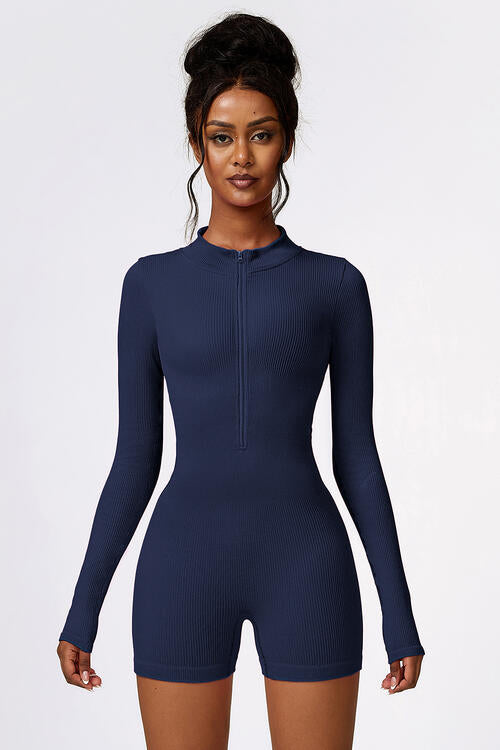 Half Zip Long Sleeve Active Romper - Angel's Dream