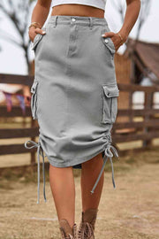 Drawstring Denim Cargo Skirt - Angel's Dream