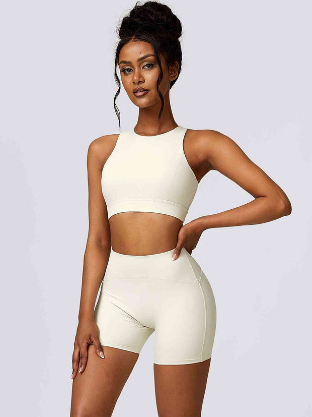 Cutout Cropped Sport Tank and Shorts Set - Angel's Dream