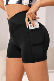 Wide Waistband Active Shorts with Pocket - Angel's Dream