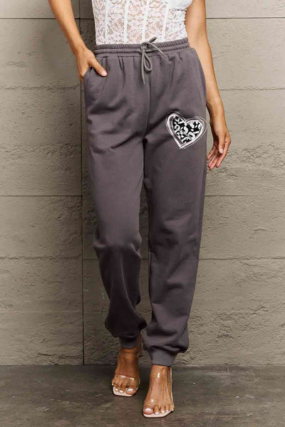 Simply Love Simply Love Full Size Drawstring Heart Graphic Long Sweatpants - Angel's Dream