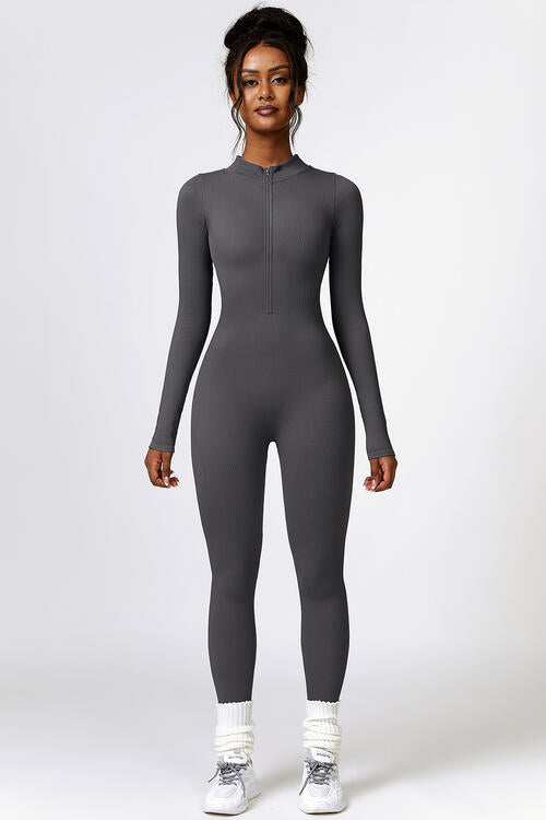 Half Zip Long Sleeve Active Jumpsuit - Angel's Dream