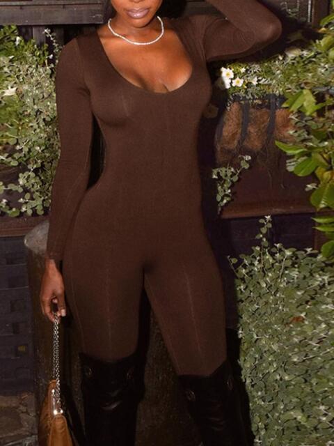 Long Sleeve Scoop Neck Jumpsuit - Angel's Dream