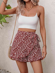 Printed Tie Waist Shorts - Angel's Dream