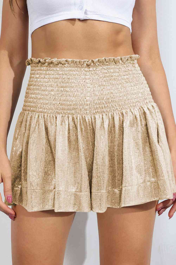 Glitter Smocked High-Waist Shorts - Angel's Dream